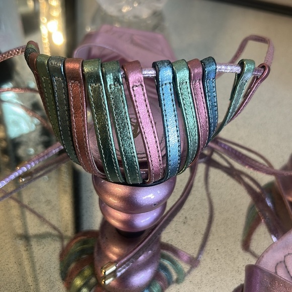 Metallic MS Purple Strappy Women's Sandals 6 - Picture 6 of 8